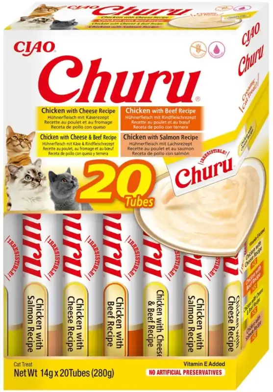 INABA Cat Churu Varieties Chicken Mix - kremowe przysmaki dla kotów mix z kurczakiem 20x14g Nowość