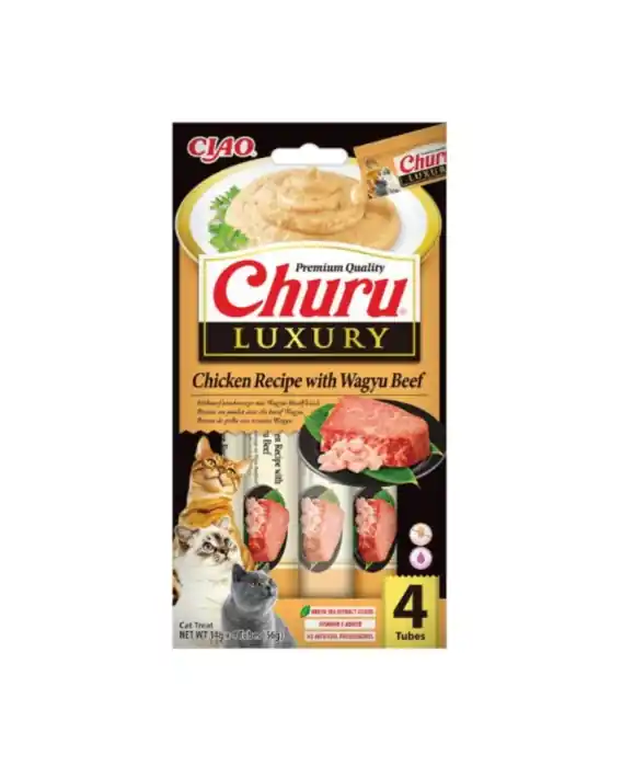 Najlepsza cena Inaba Churu Luxury Chicken Wagyu Beef - kremowe przysmaki z kurczakiem i wołowiną Wagyu 4x14g