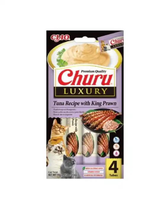 Kup teraz Inaba Churu Luxury Tuna Prawn - kremowe przysmaki z tuńczykiem i krewetkami tygysimi 4x14g