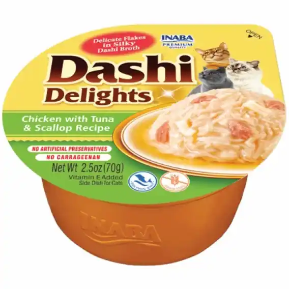Inaba Dashi Delights kurczak tuńczyk i przegrzebki - karma uzupełniająca dla kota 70g Bezpieczna płatność
