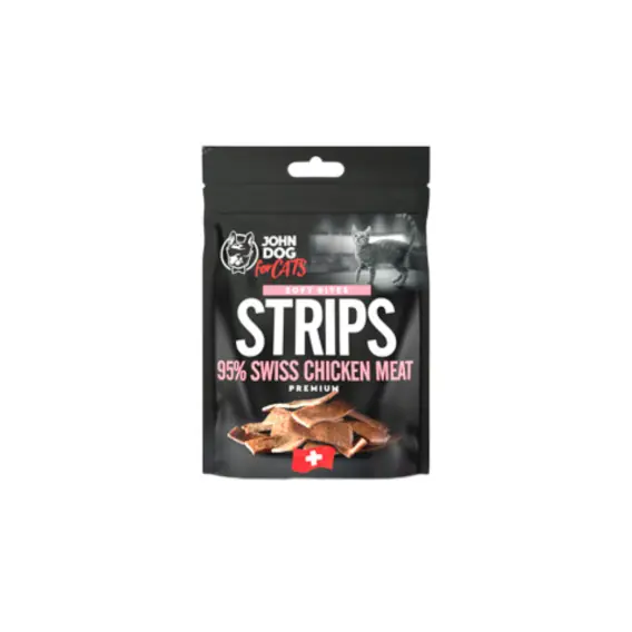 John Dog for Cats Kurczak szwajcarski w paskach - miękki przysmak dla kota 45g Szybka wysyłka
