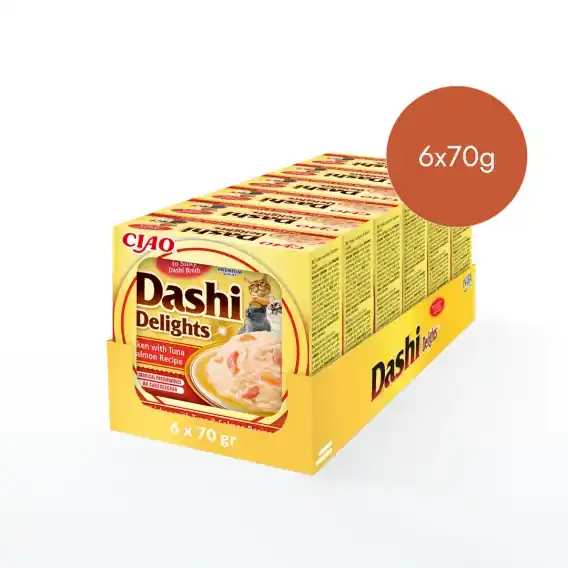Zestaw Inaba Dashi Delights kurczak tuńczyk i łosoś 6x70g Wyjątkowa oferta