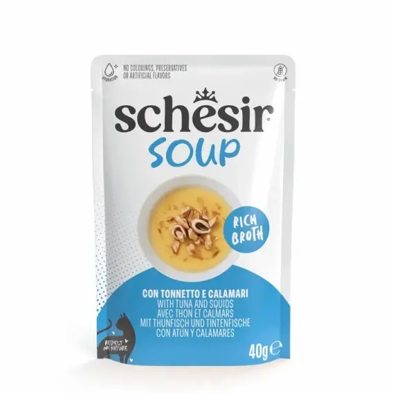 Schesir Soup zupa dla kota tuńczyk z kalmarami w bulionie 40g Zamów teraz