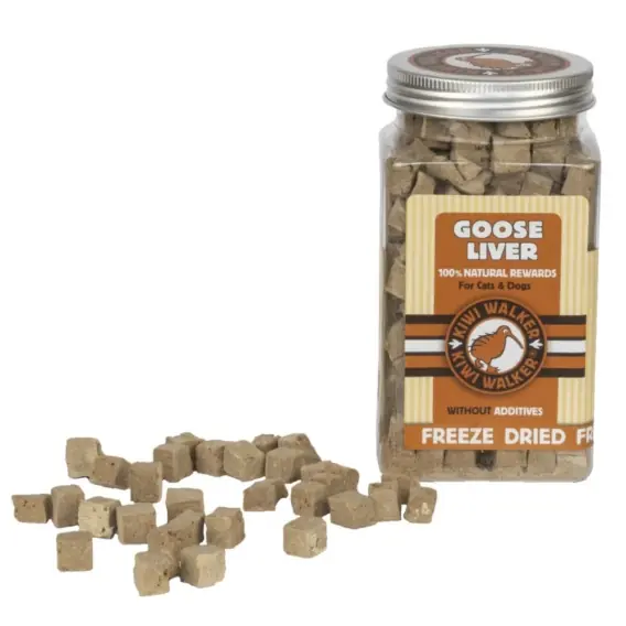 Szybka dostawa Kiwi Walker Snacks Goose Liver - wątroba gęsia liofilizowane przysmaki dla kota 120g