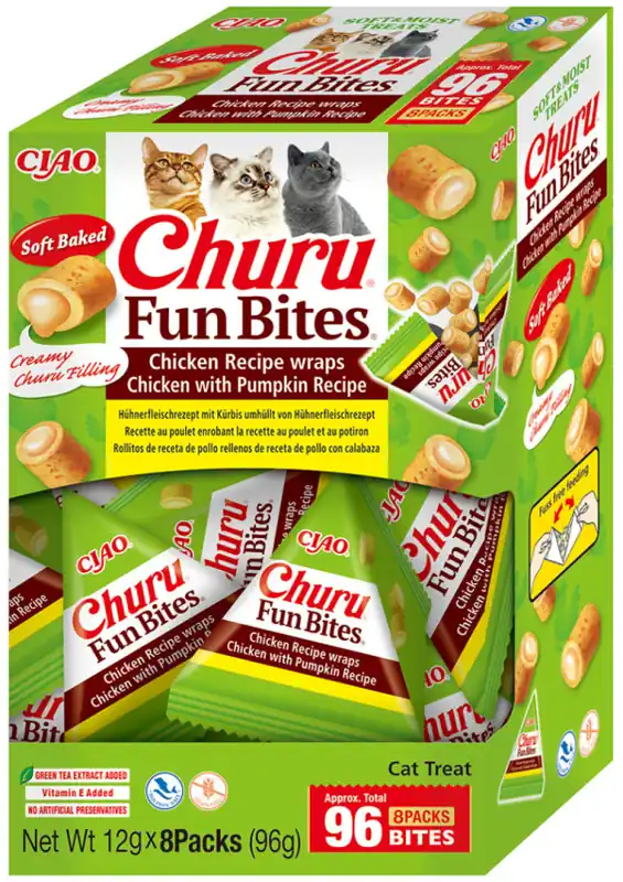 INABA Cat Fun Bites CHICKEN & PUMPKIN 8x12g - przysmaki dla kota 96g Wysoka jakość