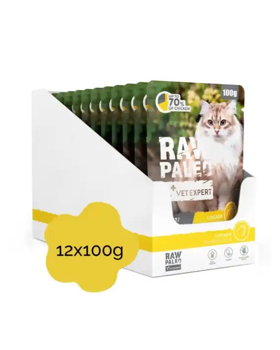 RAW PALEO ADULT CAT CHICKEN zestaw 12x100g - mokra karma dla kota kurczak Darmowy zwrot