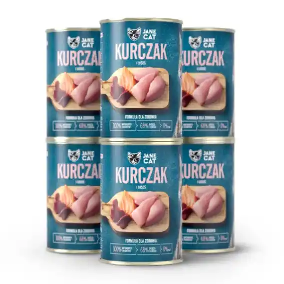 Zestaw Jane Cat kurczak i łosoś - mokra karma dla kota 6x400g Bezpieczna płatność