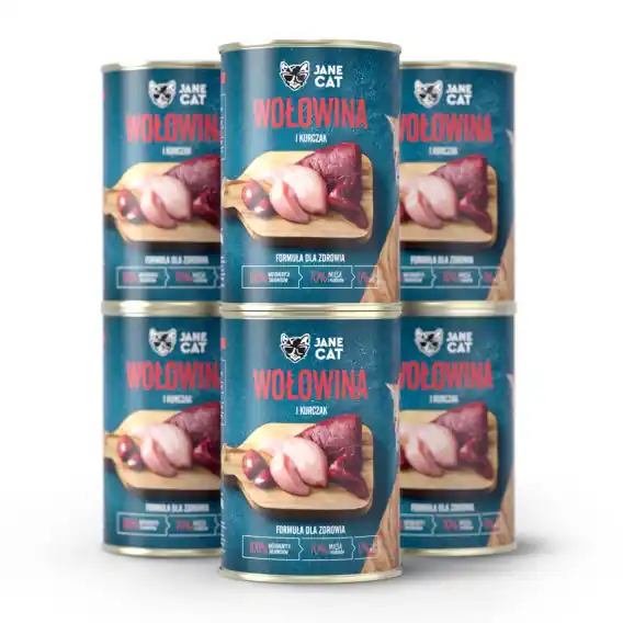 Zestaw Jane Cat wołowina i kurczak - mokra karma dla kota 6x400g Łatwy zwrot
