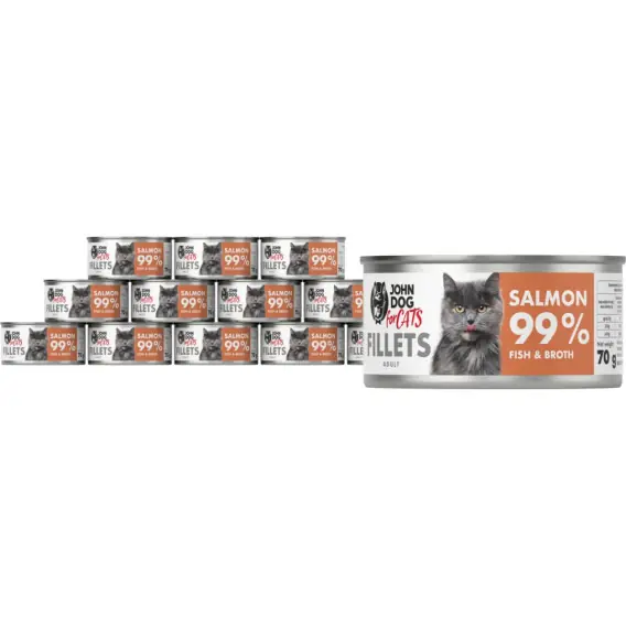 Bezpieczne zakupy Zestaw John Dog for Cats Filety Łosoś 12x70g