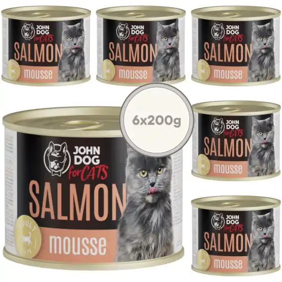Dodaj do koszyka Zestaw John Dog for Cats mus łosoś - karma mokra dla kota 6x200g