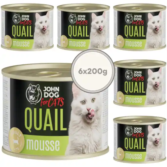 Zestaw John Dog for Cats mus przepiórka - karma mokra dla kota 6x200g Bezpieczne zakupy
