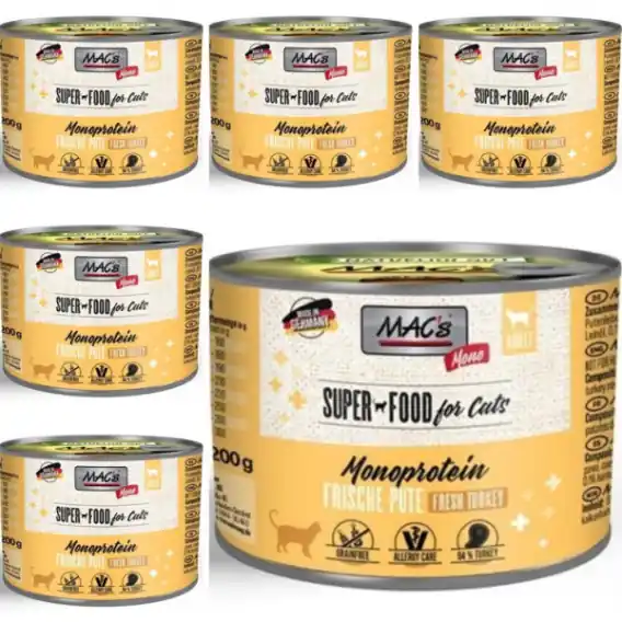 Tylko do końca tygodnia Zestaw MAC‘s MONO Superfood indyk karma mokra dla kotów 6x200g