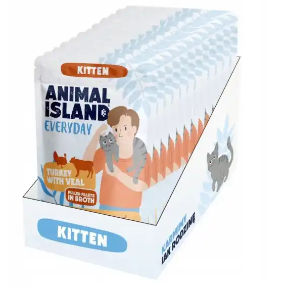 Animal Island Kitten indyk z cielęciną zestaw dla kociąt 12x85g Bezpieczna płatność