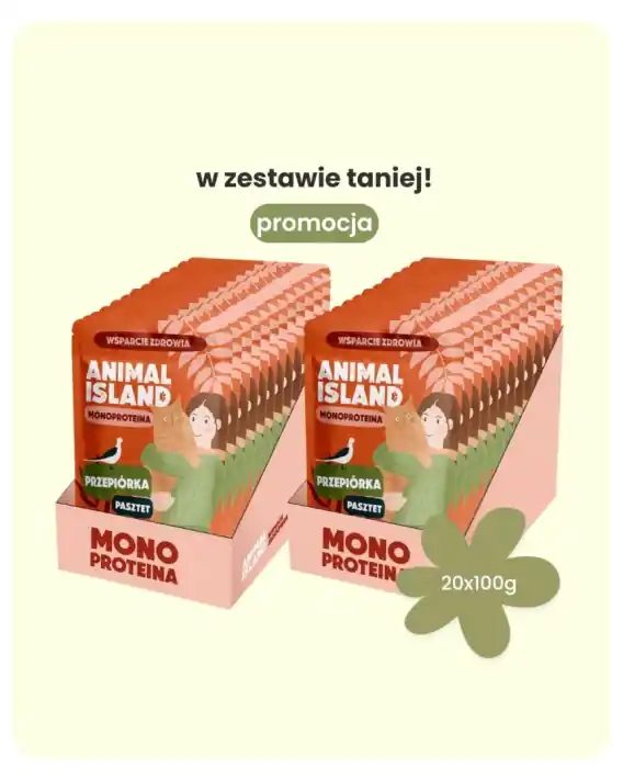 Kup online Animal Island Przepiórka 20x100g - karma monobiałkowa pasztet dla kota zestaw