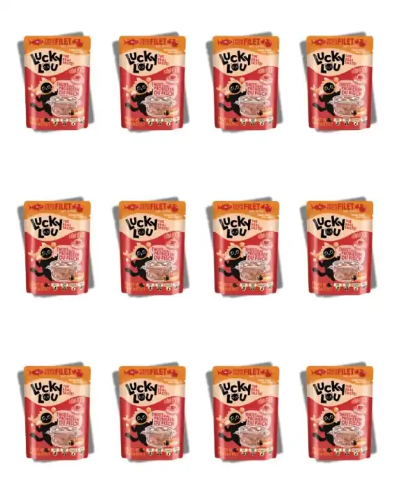 Lucky Lou Extrafood zestaw tuńczyk i jabłko w bulionie 12x70g Sprawdź teraz