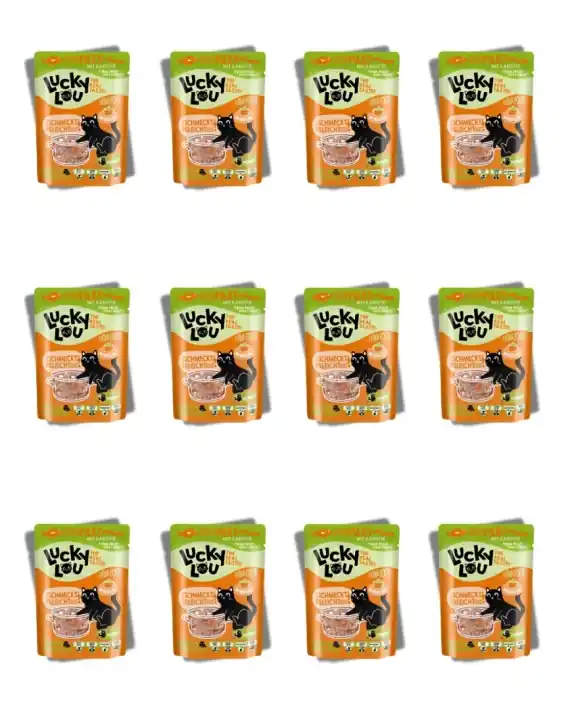 Lucky Lou Extrafood zestaw tuńczyk i marchewka w bulionie 12x70g Oferta czasowa