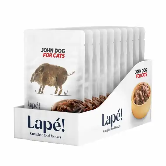 Oferta limitowana Zestaw 10x100g John Dog for Cats Lape Dzik - monobiałkowa karma mokra dla kota