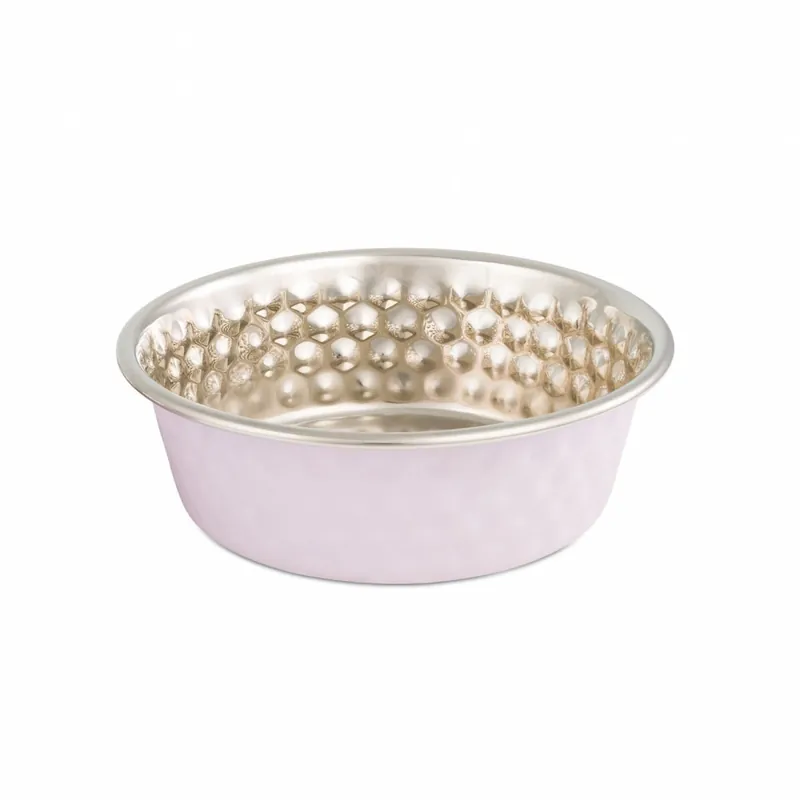 Łatwy zwrot Barry King Miska dla kota lub psa fioletowa tłoczona wzór plaster miodu stal nierdzewna 260ml