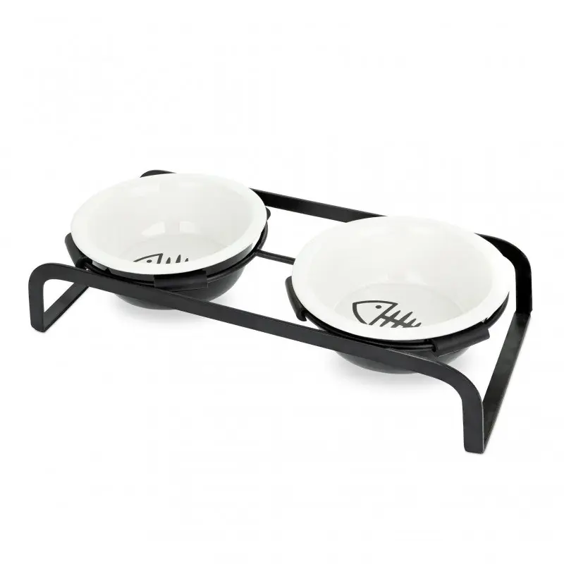 Barry King Zestaw 2 misek ceramicznych dla kota na stojaku metalowym 12cm Ostatnia szansa