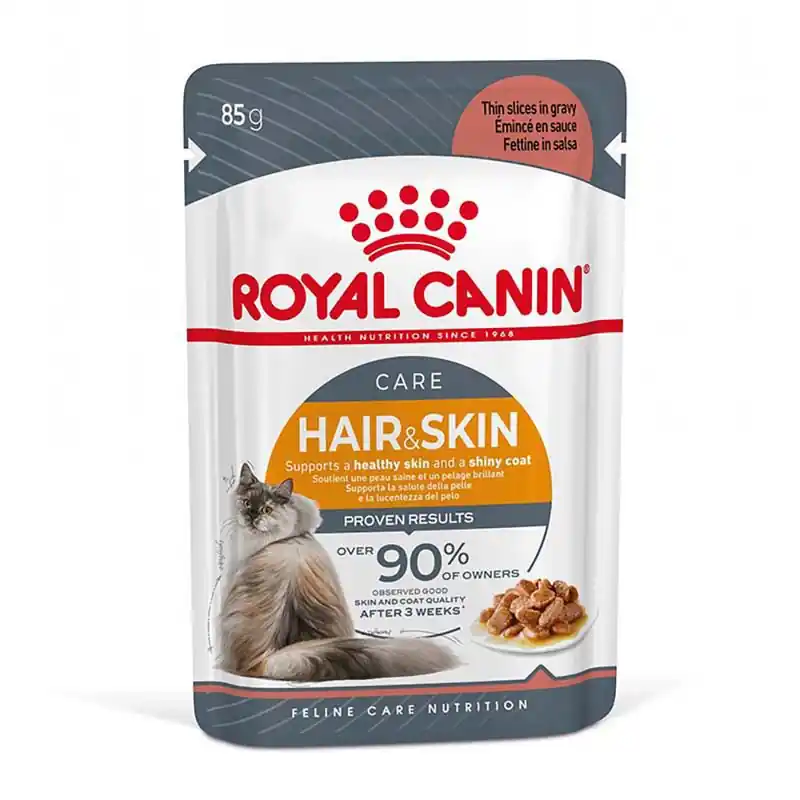 Ostatnie sztuki Royal Canin Hair & Skin karma mokra dla kotów dorosłych, zdrowa skóra, piękna sierść saszetka 85g