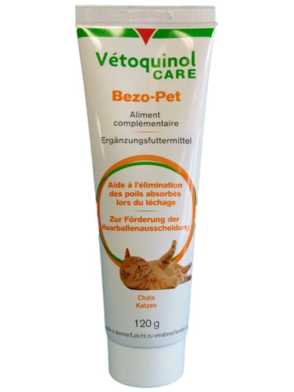 Vetoquinol Bezo-pet - pasta zapobiegająca zbijaniu się włosów w żołądku i jelitach 120g Wyprzedaż