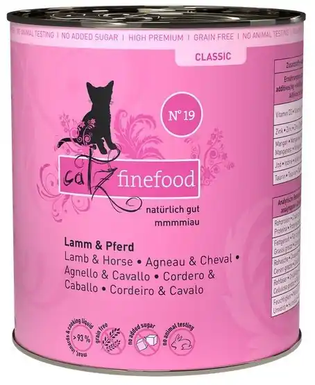 Niska cena Catz Finefood NO.19 bezzbożowa jagnięcina i konina puszka dla kota