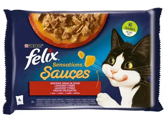 Niska cena Felix Sensations Sauces Wiejskie Smaki indyk/jagnięcina w sosie saszetki 4x85g