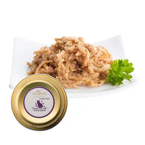 Nuevo Adult filet z indyka z tuńczykiem, kocimiętką oraz olejem lnianym tacka 85g Ostatnia szansa