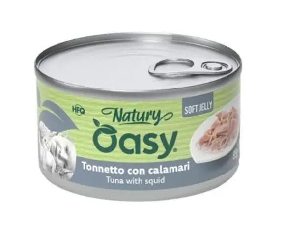 Oasy Natury Cat Adult Tuńczyk z kalmarami 50% naturalnego mięsa w galaretce 85g Wysoka jakość