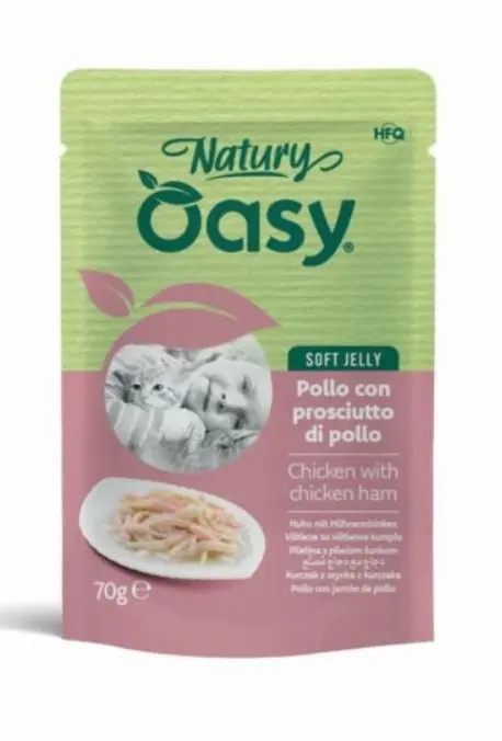 Zamów dziś Oasy Natury Cat Adult Kurczak z szynką 50% mięsa karma w delikatnej galaretce 70g