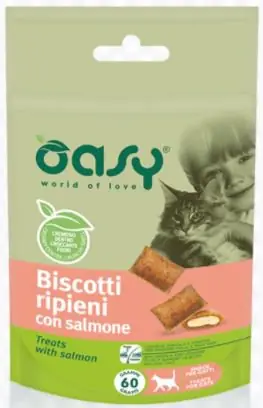 Cena promocyjna Oasy All Ages Biszkopty nadziewane łososiem dla kota 60g