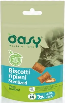 Oasy All Ages Sterilized nadziewane biszkopty dla kota 60g Premium