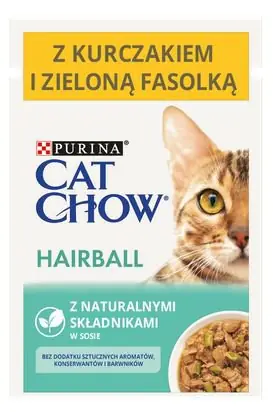 Purina Cat Chow Hairball Kurczak i fasolka w sosie saszetka 85g Bezpieczne zakupy