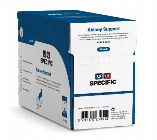 Nie przegap Specyfic FKW-P Adult Kidney Support osłabiona funkcja nerek i wątroby u dorosłych kotów 12x85g