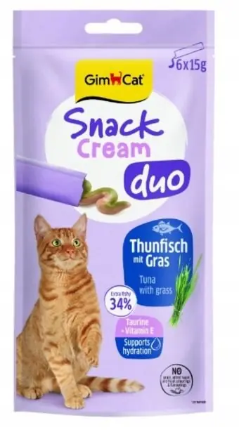 Wysoka jakość Gimcat Snack Cream DUO Tuńczyk z trawą 6x15g przysmak dla kota