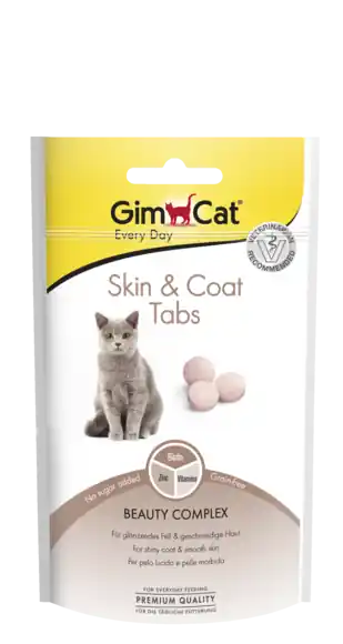 Zniżka GimCat Skin & Coat Tabs przysmak na piękną sierść dla kotów 40g