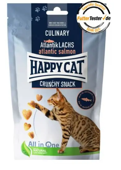 Wyjątkowa oferta Happy Cat Culinary Crunchy Snack Atlantic Salmon przysmaki z łososiem dla kota 70g