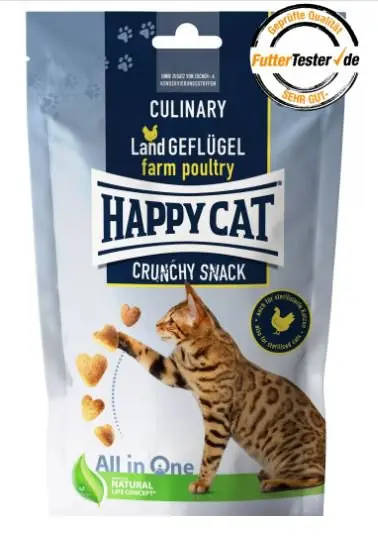 Popularny Happy Cat Culinary Crunchy Snack Farm Poultry przysmaki z kurczakiem i marchewką dla kota 70g