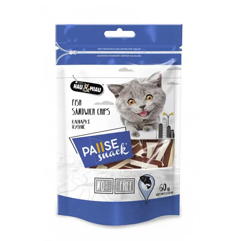 Wyjątkowa oferta Hau&Miau Pausesnack kanapki rybne przysmak dla kota 60g