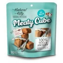 Oferta czasowa Natural Kitty Meaty Cube przysmak dla psa lub kota tuńczyk z anchois 60g