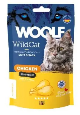 Woolf WildCat Soft Snack Chicken to delikatne i soczyste przysmaki dla kotów z 70% kurczakiem 50g Bezpieczna płatność
