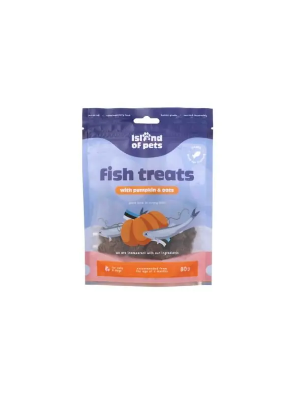 Premium Island Of Pets Fish Treats rybne przysmaki z dynią i owsem dla psa lub kota