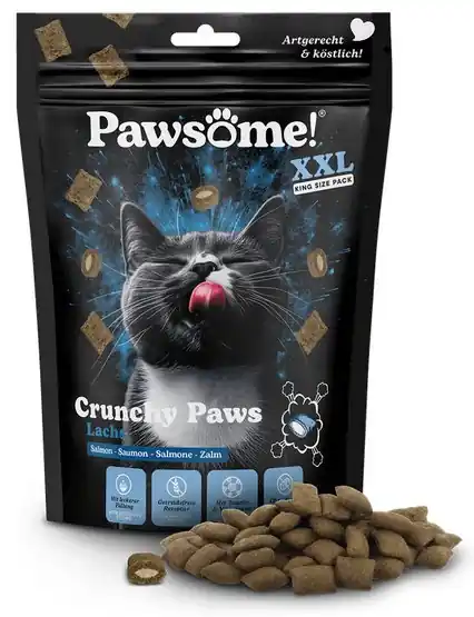 Kup online Pawsome Crunchy Paws Chrupiące, bezzbożowe przysmaki dla kotów z łososiem 150g