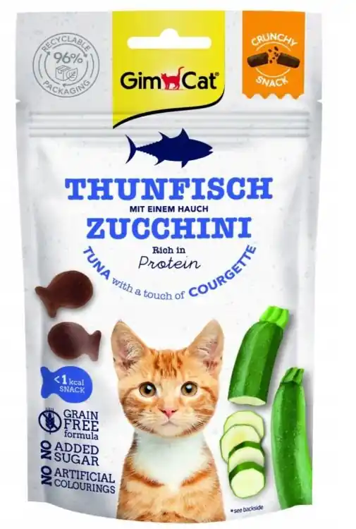 Dostępne od ręki GimCat Chrupiący przysmak dla kota tuńczyk i cukinia 50g