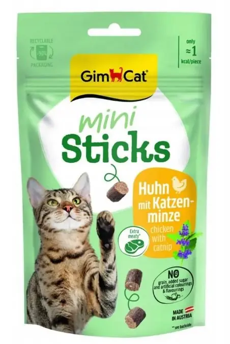 Tylko do końca tygodnia GimCat Sticks Mini Mini kabanosy dla kota kurczak kocimiętka 50g