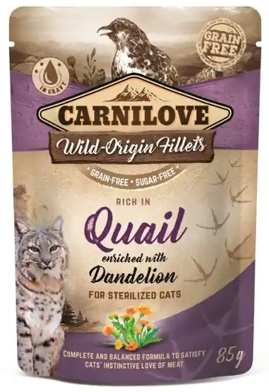 Popularny Carnilove Cat Quail & Dandelion Sterilised - przepiórka i mniszek saszetka 85g