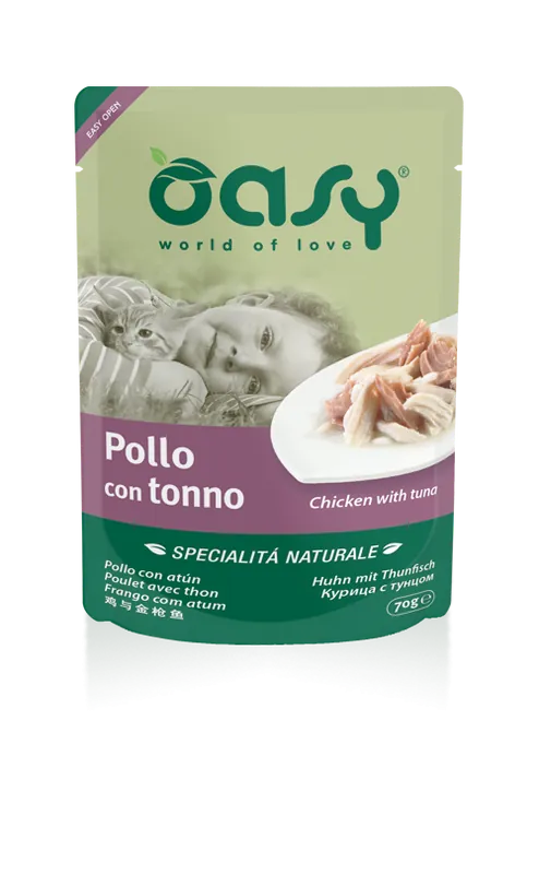 Ograniczona ilość Oasy Natury kurczak z tuńczykiem naturalna mokra karma w delikatnej galaretce saszetka 85g