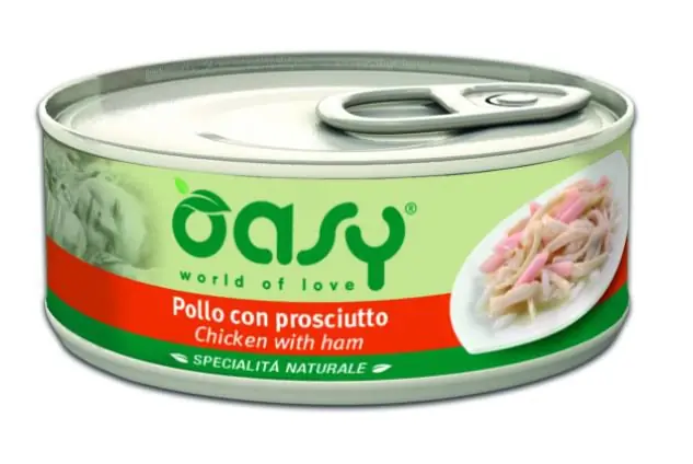 Oasy Natural Range Cat Adult Kurczak z szynką 50% naturalnego mięsa w galaretce 150g Tani