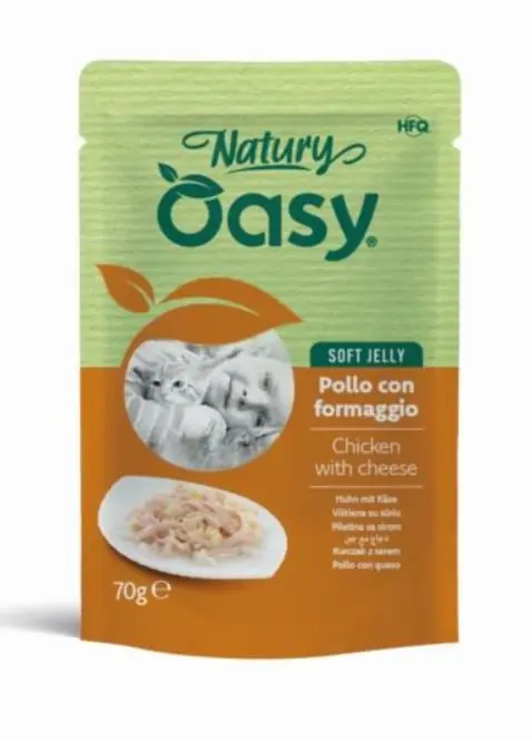 Tylko do końca tygodnia Oasy Natury kurczak z serem naturalna mokra karma w delikatnej galaretce saszetka 85g