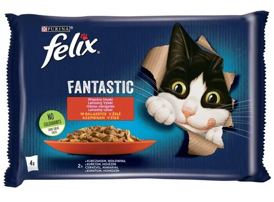 Felix Fantastic Wybór Mięs wołowina+kurczak w galaretce saszetka 4x85g Zamów teraz